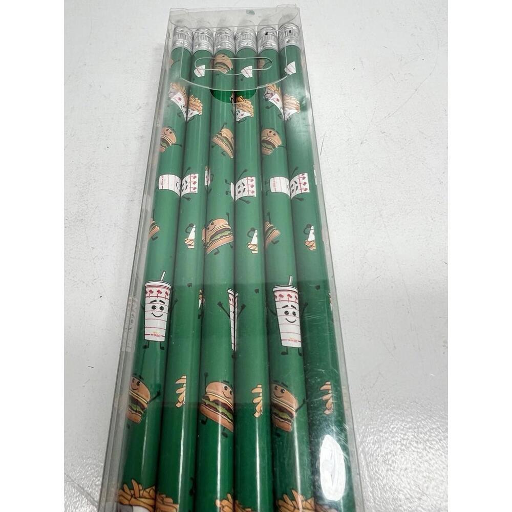 RARE In N Out Green Pencils Case Of 12 Burgers Fries Shake New - Picture 5 of 5